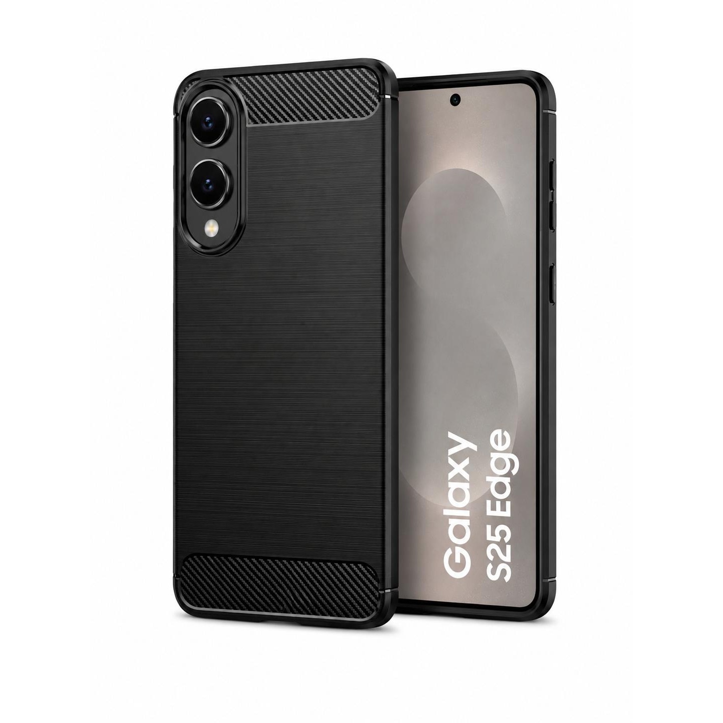 Husa protectie Mat-Tech compatibila cu Samsung Galaxy S25 Edge, Textura Carbon, Finisaj Mat, Anti-Shock, Rezistenta la impact, Negru