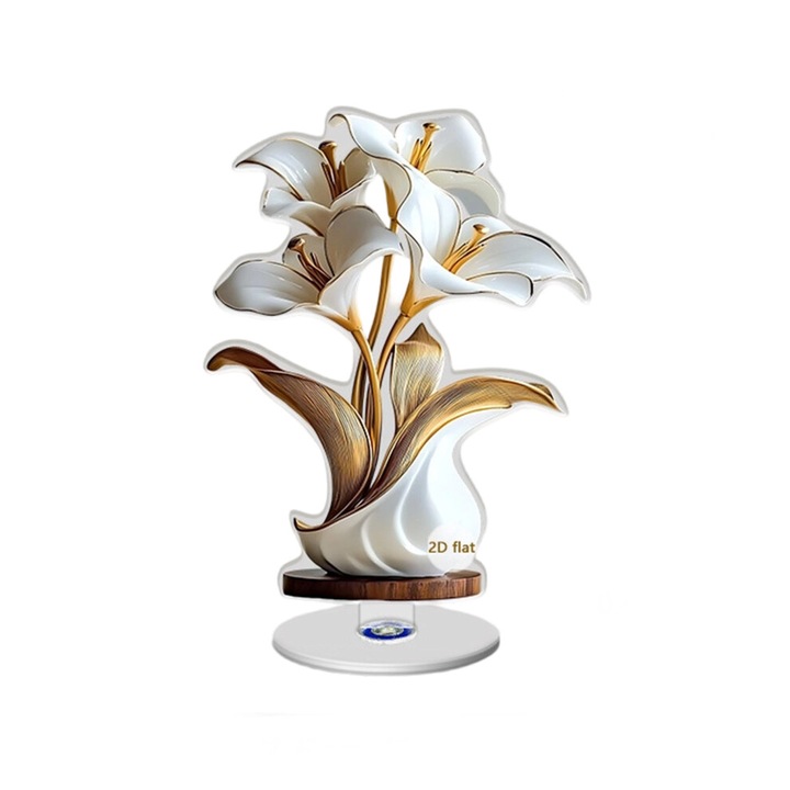 Decorativ acrilic rotativ, tema florala primavara, transparent, 10.8cm
