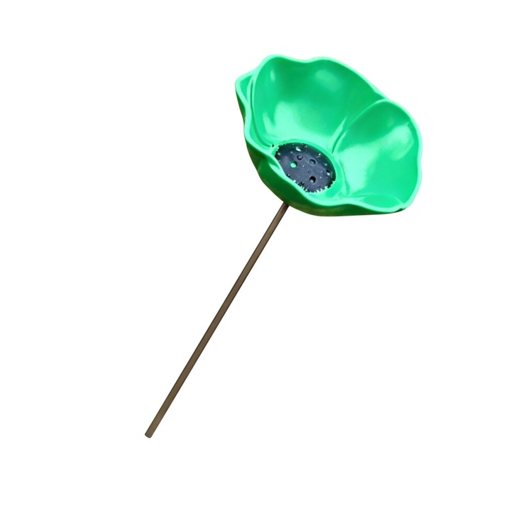 Dekoratív madáritató, fém, zöld, 1 szett