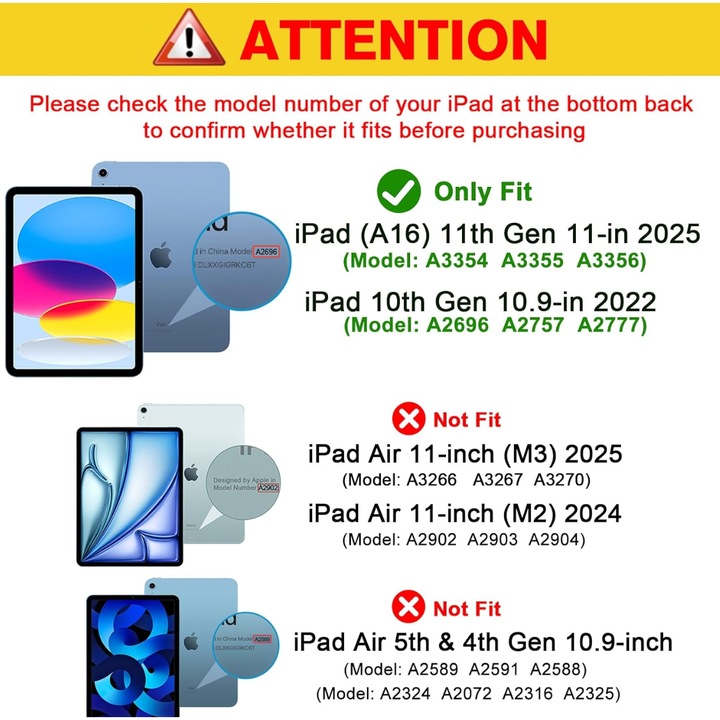 Bearwin Husa táblagép tok kompatibilis iPad 11th Gen 11 inch 10th Gen 10.9 inch fekete ceruzatartóval és TPU védelemmel