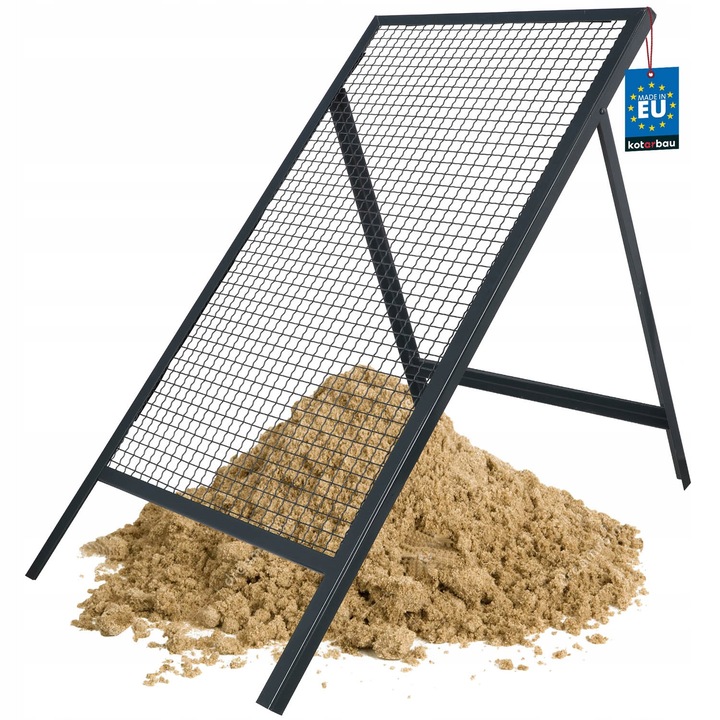 KOTARBAU® Kerti szita, 20 x 20 mm, Acél, Homokszita, 60 x 120 cm, Szürke, homokhoz, földhöz és kavicshoz, Robusztus és tartós