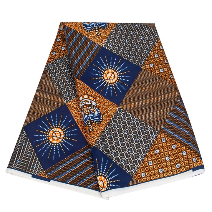 Textil anyag varráshoz, afrikai geometrikus minta, poliészter, 120x274cm, többszínű