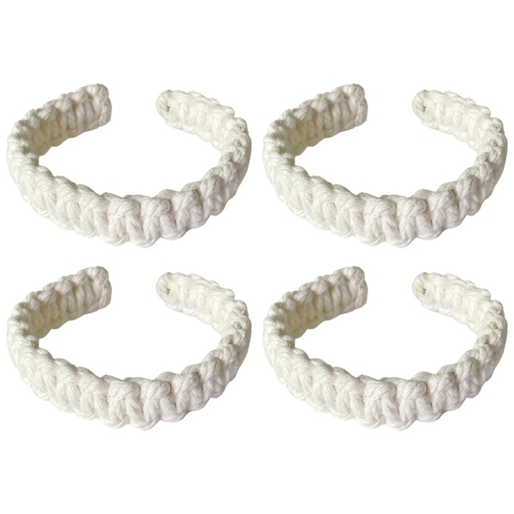 Set 4 Suporturi Draperii Bumbac In, Alb, 24x2cm
