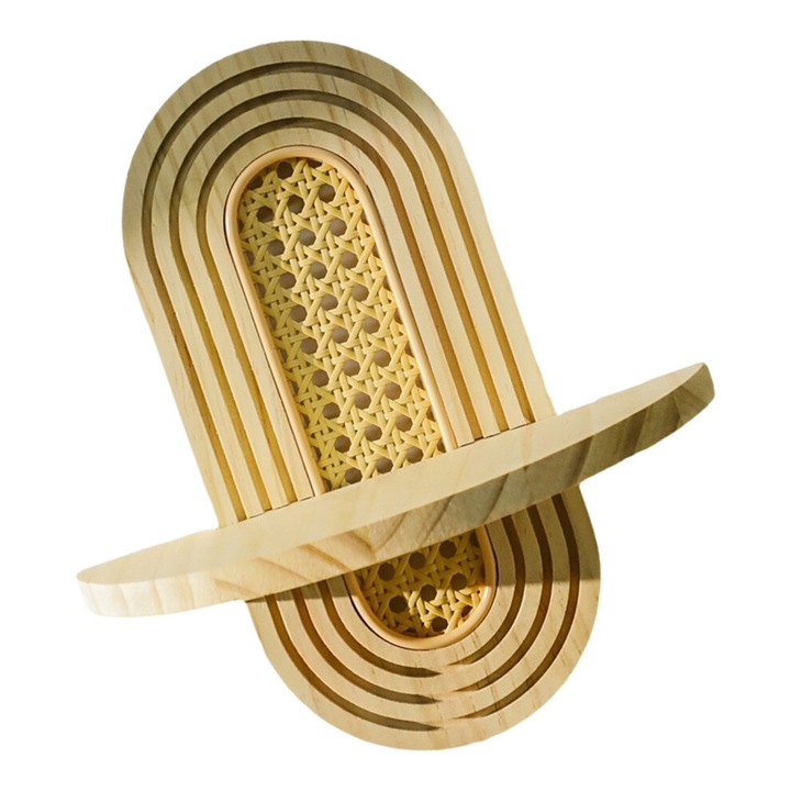 Rattan fali polc, lebegő, fa, barna, 40x15x10cm