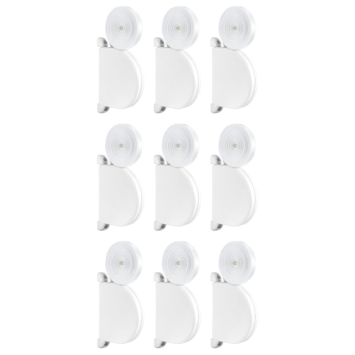 Organizator cabluri invizibil universal pentru jaluzele, plastic, 17x12.5cm, set 9 bucati