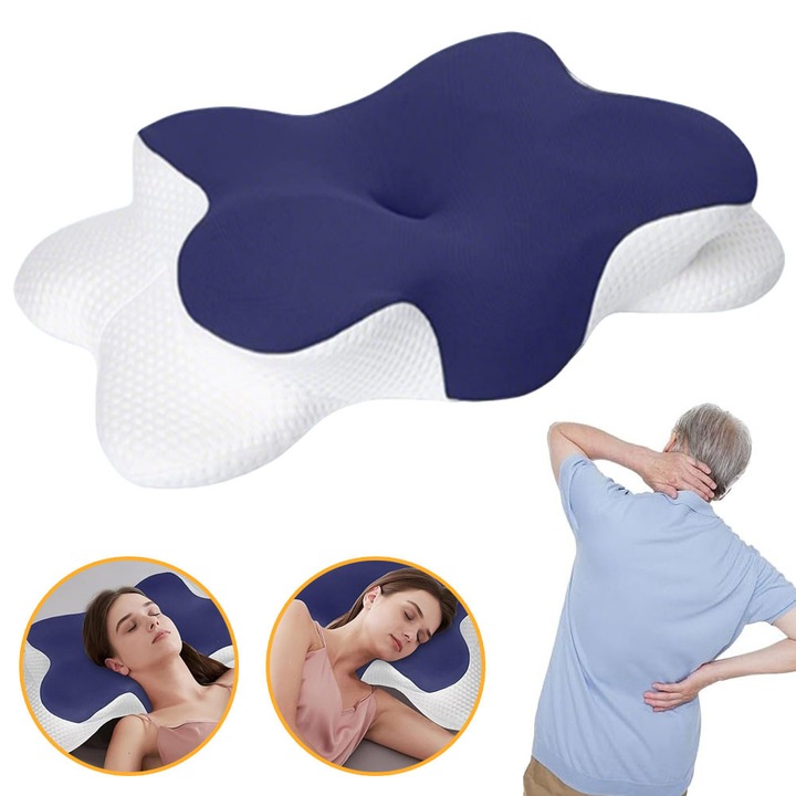 Ortopéd Párna Alváshoz, Memóriahab, Ergonomikus Pillangó Alakú Nyaktámasztó Párna, Mosható Párnahuzat, Oldalt Alvók Számára, Váll- és Nyakfájdalom Enyhítésére