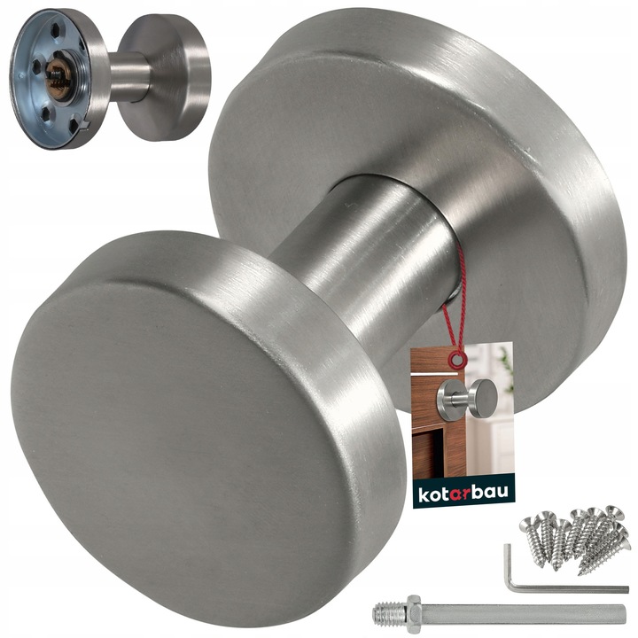 KOTARBAU® Buton de usa, otel inoxidabil, Ø 50 mm, argintiu, maner fix pentru usi de intrare si interioare
