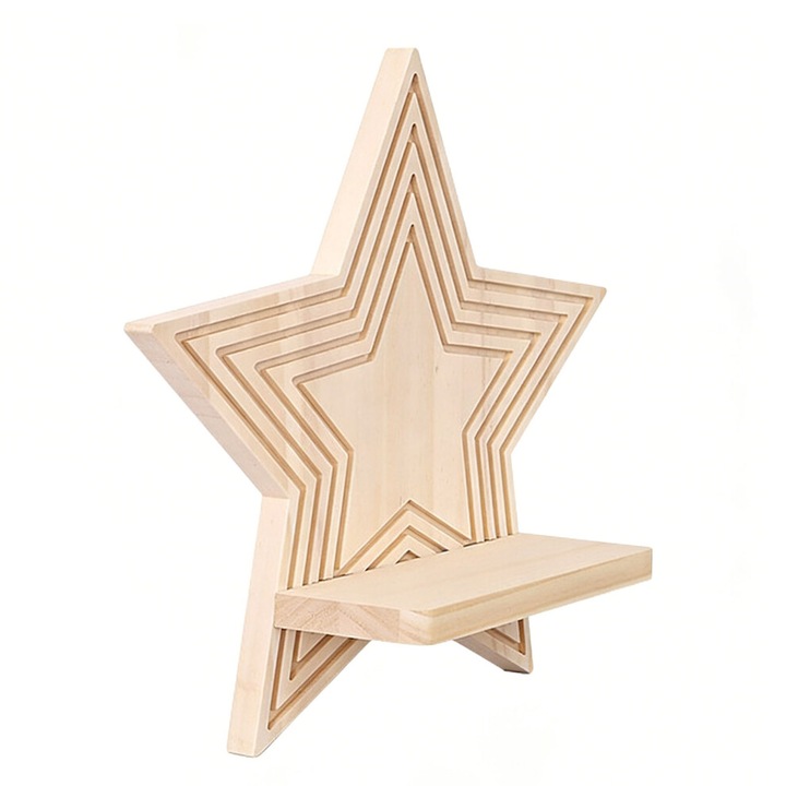 Falipolc csillag hold fa 30x20cm többszínű
