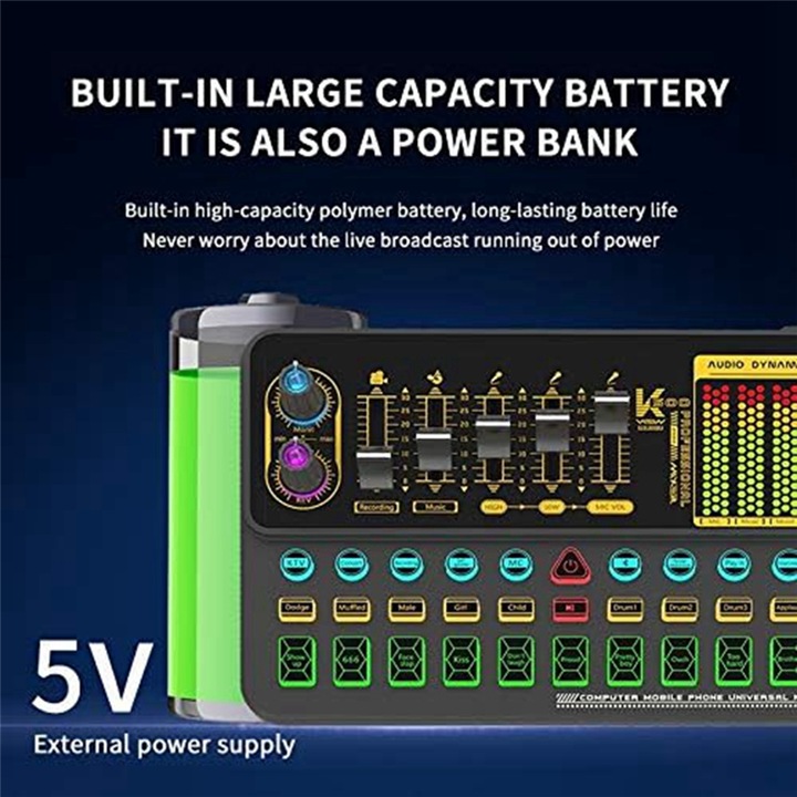 K500 hangkártya, dual core DSP, 1200mAh, fekete