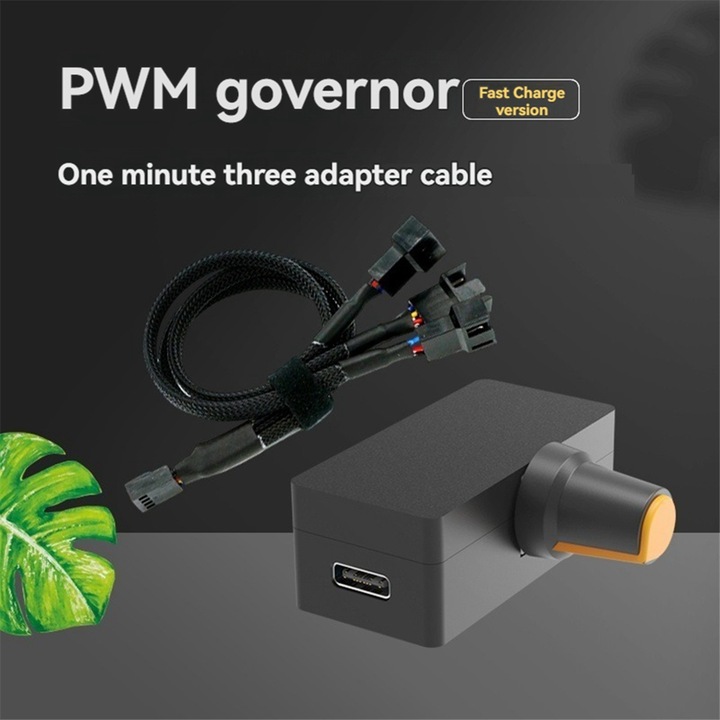 PWM sebességszabályzó 12V 3A fekete, 1 az 3-hoz adapterkábellel