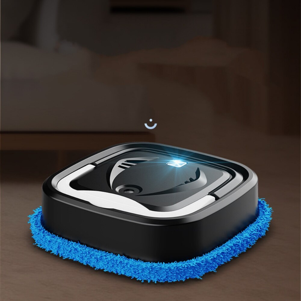 Robot de curatenie multifunctional, compatibil cu curatarea umeda si uscata, prevazut cu doua carpe de sters, functionare silentioasa, functie de umidificare prin pulverizare, culoare neagra