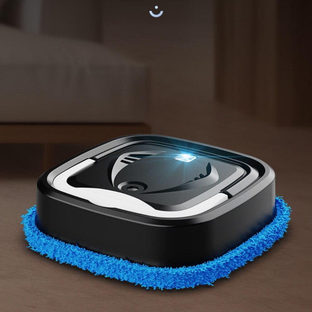 Robot de curatenie multifunctional, compatibil cu curatarea umeda si uscata, prevazut cu doua carpe de sters, functionare silentioasa, functie de umidificare prin pulverizare, culoare neagra