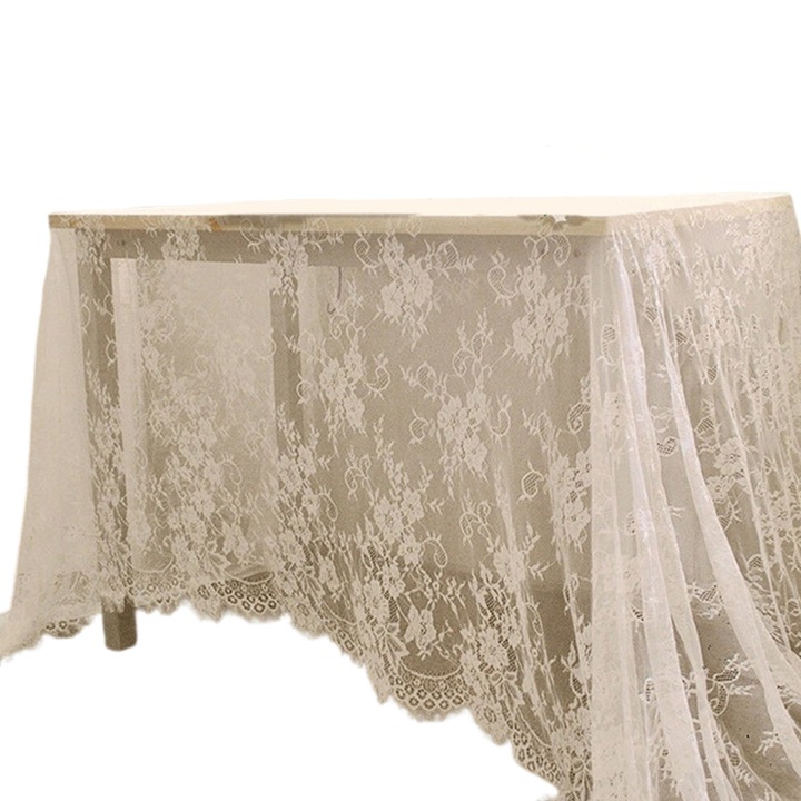 Vintage csipketerítő, 75x300cm, krémfehér