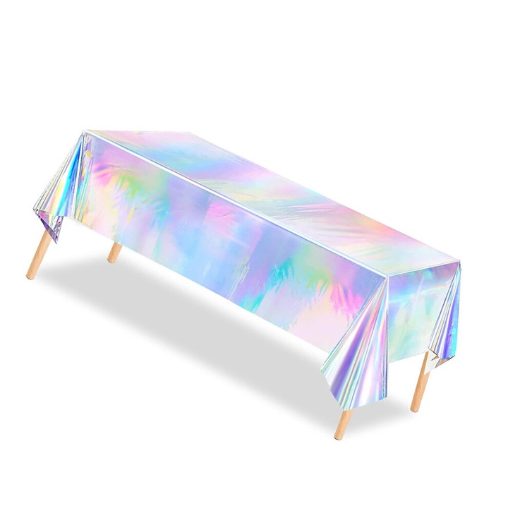 Sparklys holografikus műanyag terítő 137x274cm vízálló eldobható partihoz