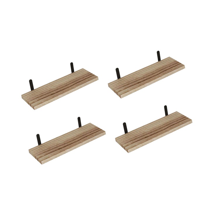 Függő polcok 4 rétegű fa fém világosbarna 40x12x1.5cm szett