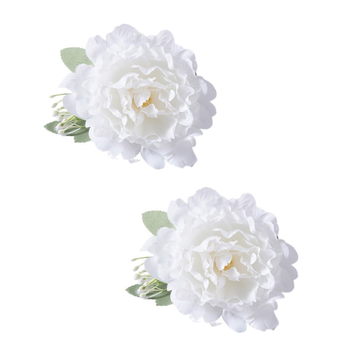 2 db művirágos függönycsipesz szett, fehér, 12cm