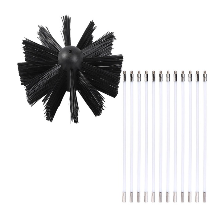 Rugalmas kéménytisztító kefe 12x600mm fekete-fehér