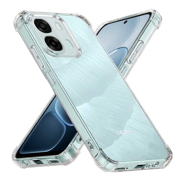 Husa antisoc pentru Oppo A6x 4G / A6x 5G / A6k 4G, Accesorio Shockproof Silicone, Transparent