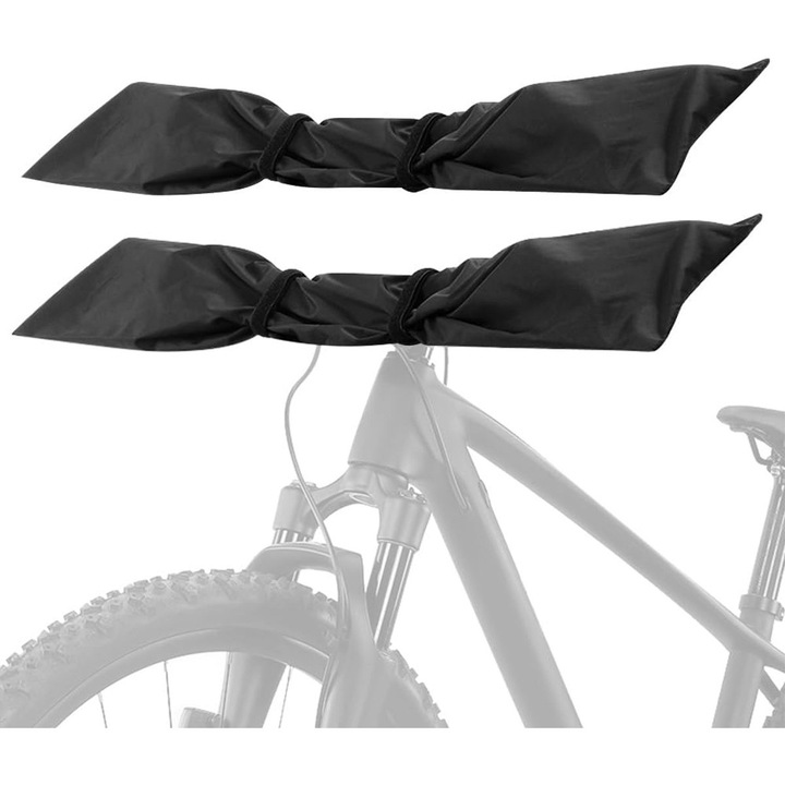 Set 2 huse protectie ghidon bicicleta, impermeabile, nylon, negru, 80x16.5cm