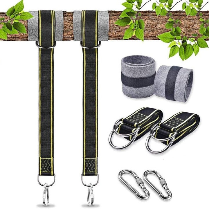 Set suspensie leagan 2x1.5m, curele nylon, carabiniere otel, protectie copac