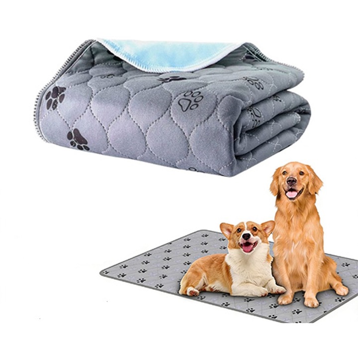 Asternut absorbant reutilizabil pentru animale, gri, 40x60cm, antiderapant