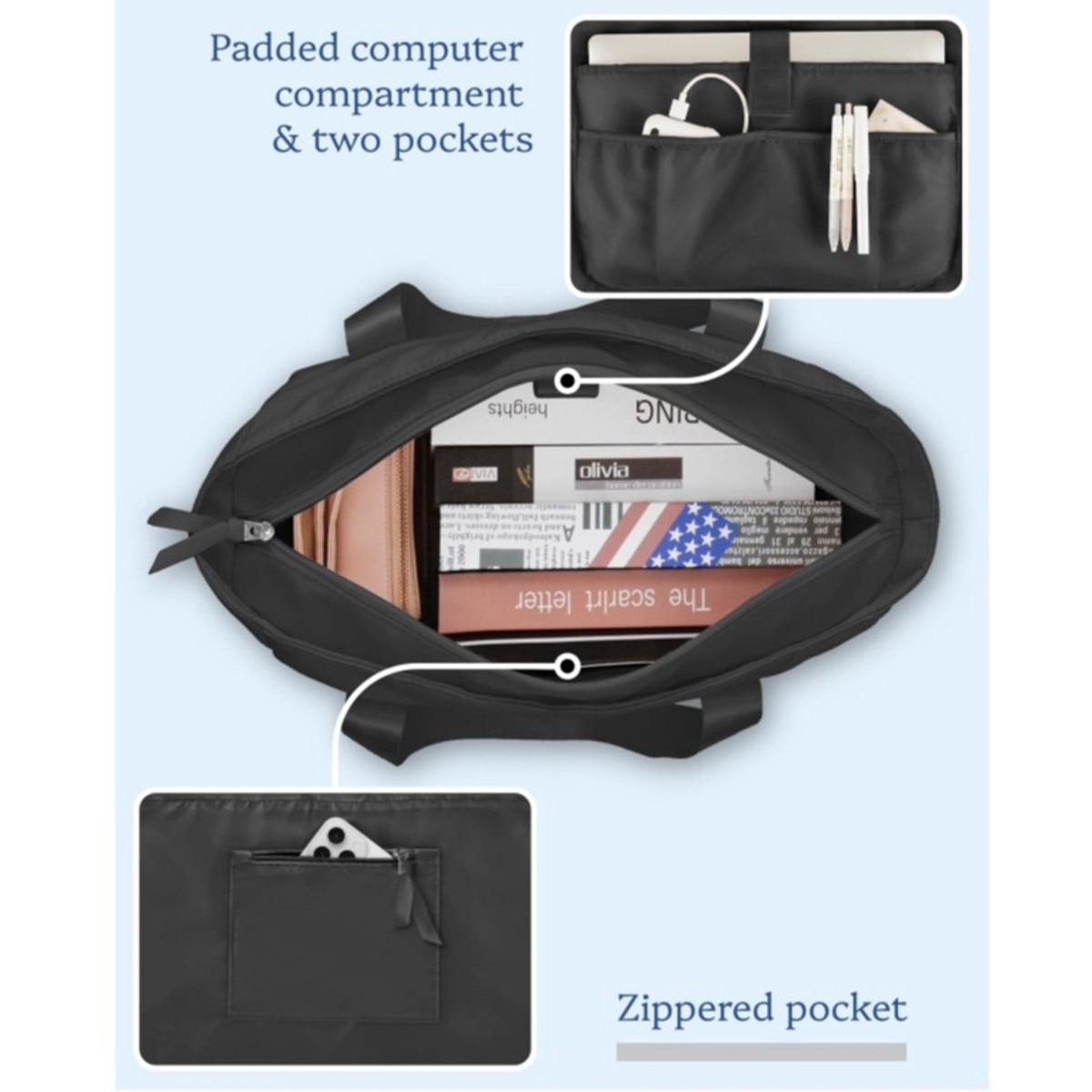 Geanta dama laptop 16 inch compartiment impermeabil nylon 43x17x31.5cm albastru