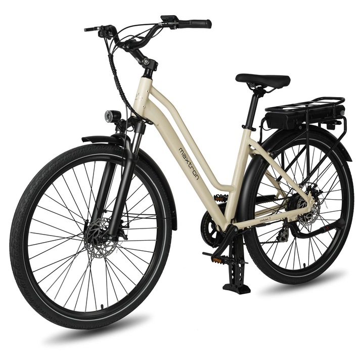 Bicicleta Electrica Maxtron urban 7, Ghidon reglabil, Motor 250W, 36V 12.8Ah Baterie, Distanta maxima 70 km, Viteza maxima 25km/h, Galben