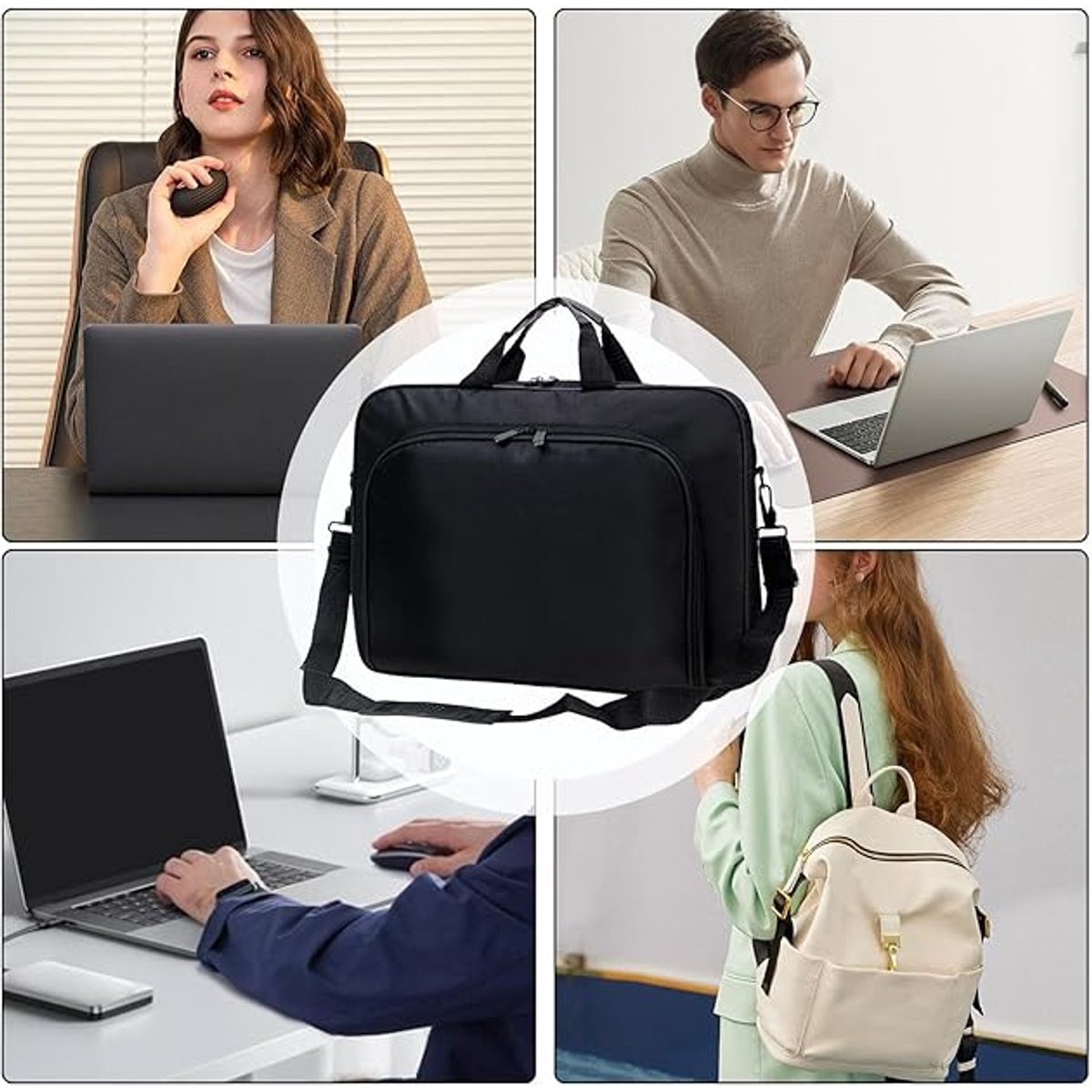 Geanta laptop 17 inch, negru, capacitate mare, rezistenta la apa, 45x34x7cm