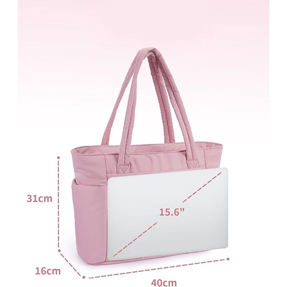 Geanta laptop roz 40x16x31cm compartiment 15.6 inch buzunar sticla apa elastic
