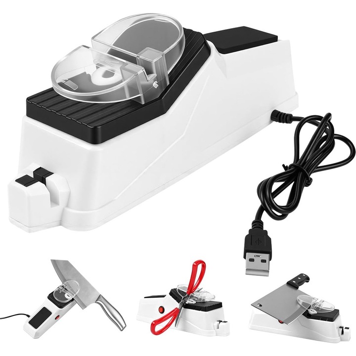 Ascutitoare electrica cu doua fete pentru cutite drepte si zimtate, 23.5x6.5x9cm