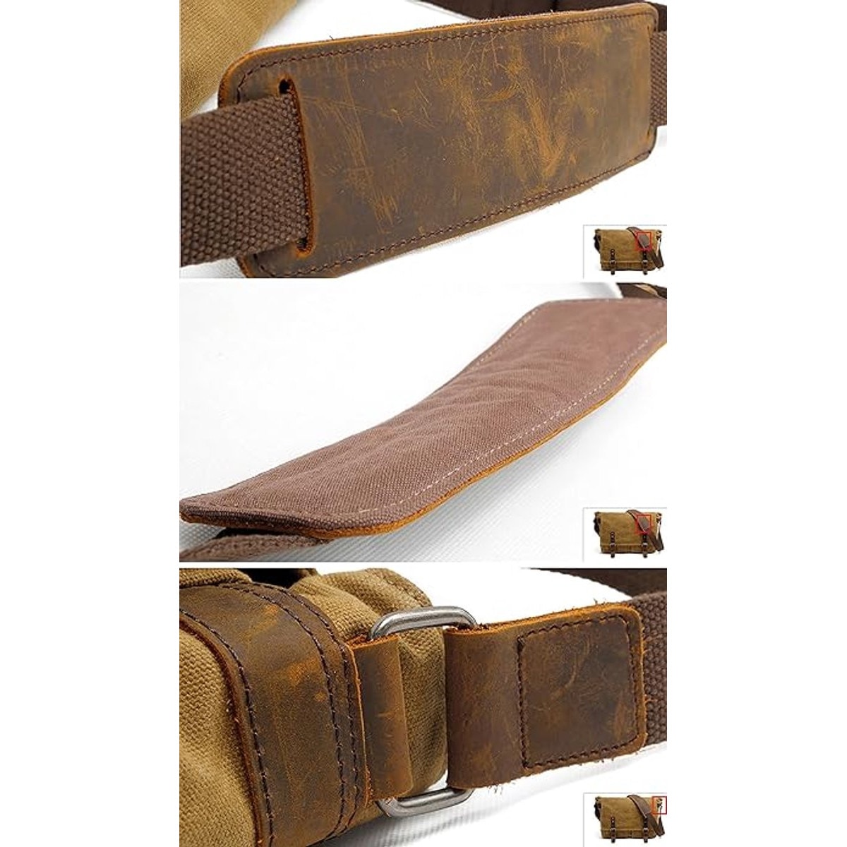 Geanta laptop din panza ceruita impermeabila, piele naturala, 37.8x11x28 cm