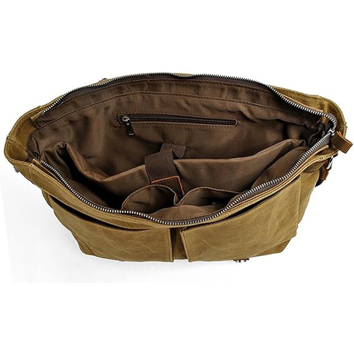 Geanta laptop din panza ceruita impermeabila, piele naturala, 37.8x11x28 cm