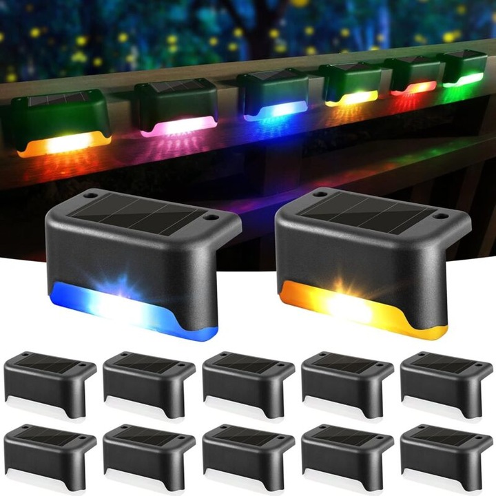 Set 12 lumini solare LED multicolor impermeabile, 8x5x4.5cm