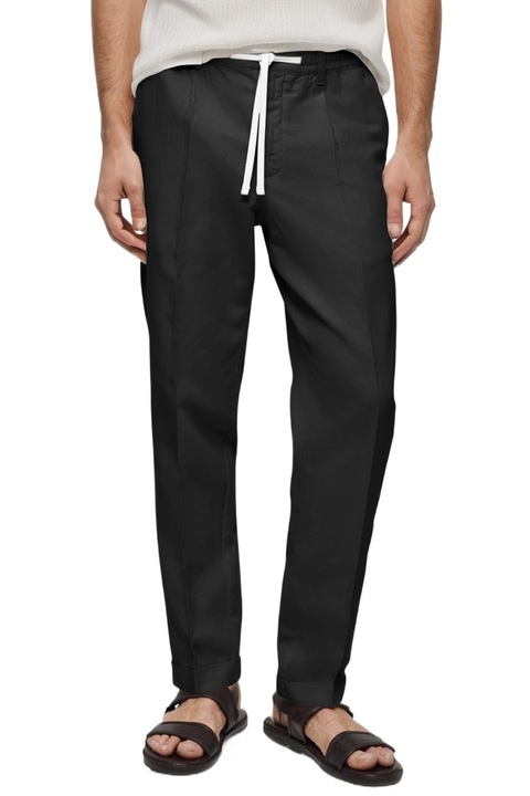 Pantaloni sport bumbac-in, Plus Size, Negru, 34