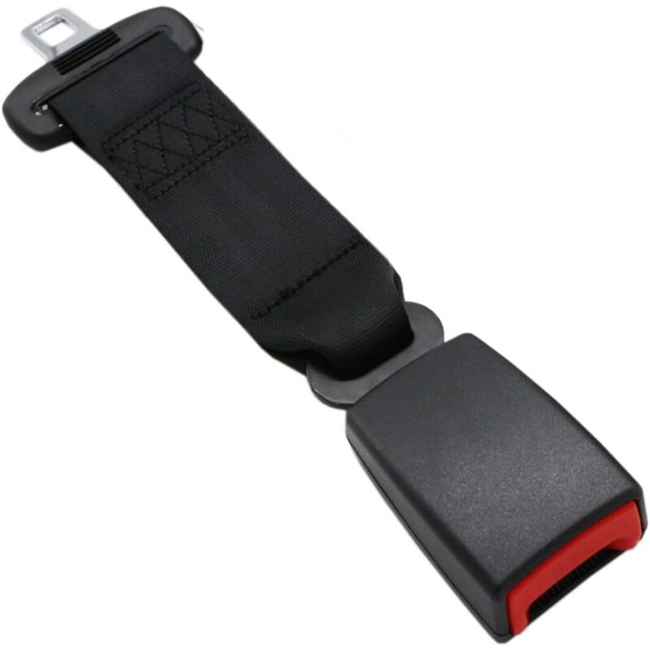 Autó biztonsági öv hosszabbító, övhosszabbító, 29 cm, acélból és poliészterből ABS betétekkel, 21-22 mm szélességgel kompatibilis, Fekete, 1 db.