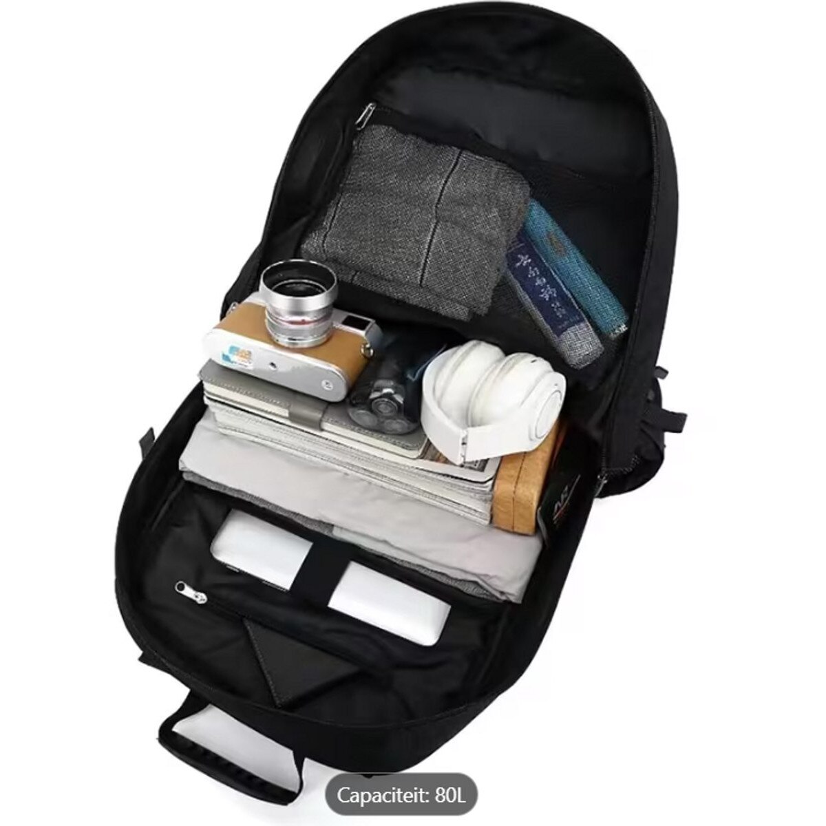 Rucsac laptop 80L, rezistent, compartiment laptop, Oxford, negru