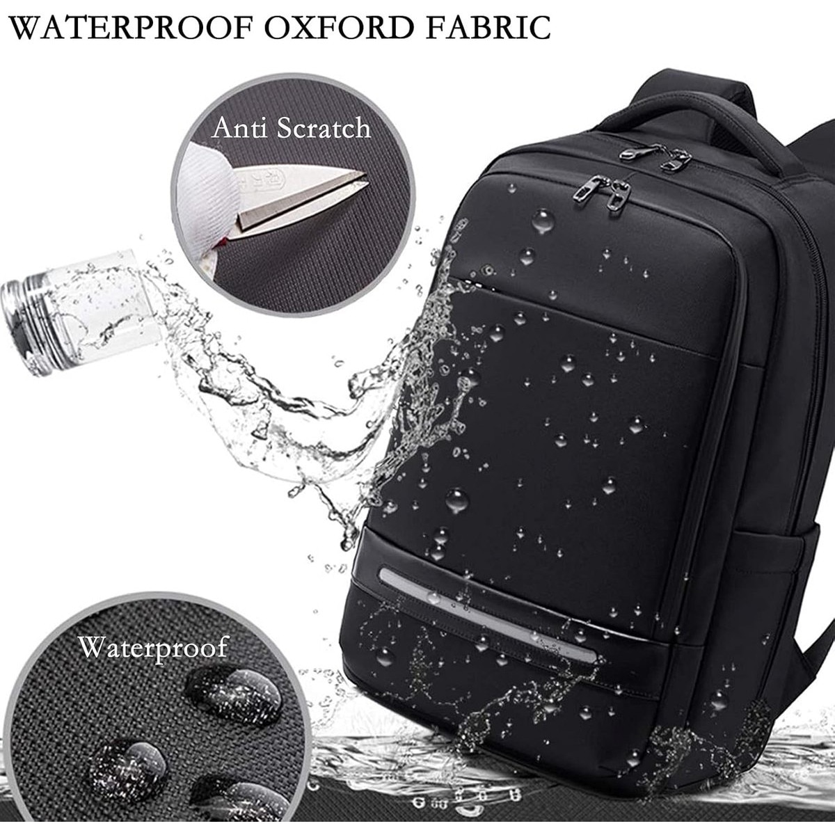 Rucsac laptop 17 inch, rezistent apa si zgarieturi, USB, negru, 46x31x18 cm