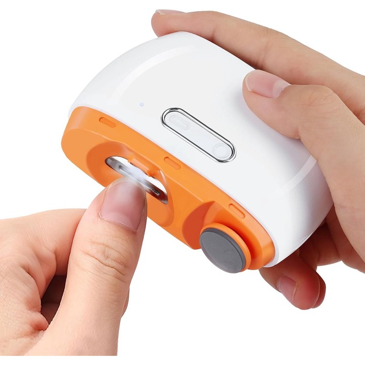 Апарат за маникюр 3в1, резачка, пила, полирачка, бял, USB-C, 25dB, с LED, 2 скорости, 10x4x3см