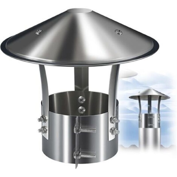 Capac cos fum inox universal conic argintiu 90mm