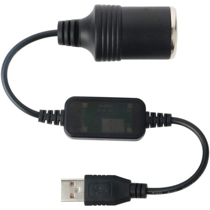 Convertor cablu USB A la priza bricheta 12V 30cm