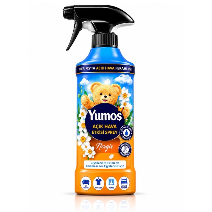Parfüm dezodor a ruhákhoz és textíliákhoz Yumos® Spray Nárcisz, 450 ml
