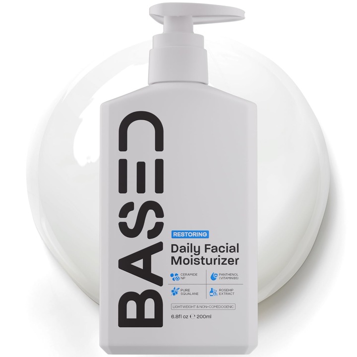 Napi BASED hidratáló arckrém férfiaknak — Erősíti a bőr védőrétegét — Minden bőrtípusra alkalmas (6.8 fl oz, 1 üveg)