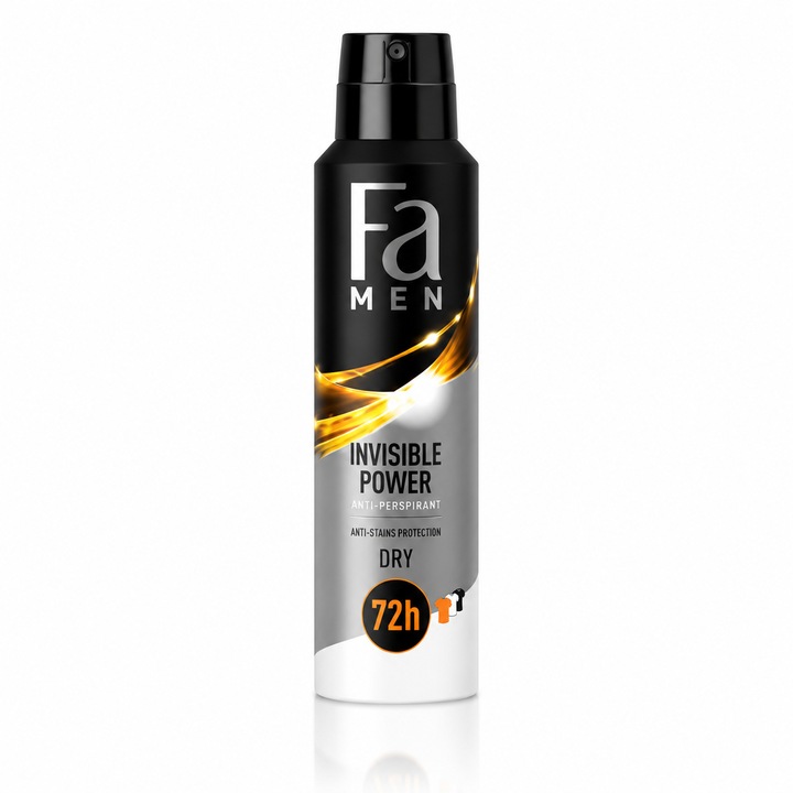 Dezodor spray izzadásgátló Fa® Men Invisible Power Dry, foltmentes védelem, 72 óra, 150 ml