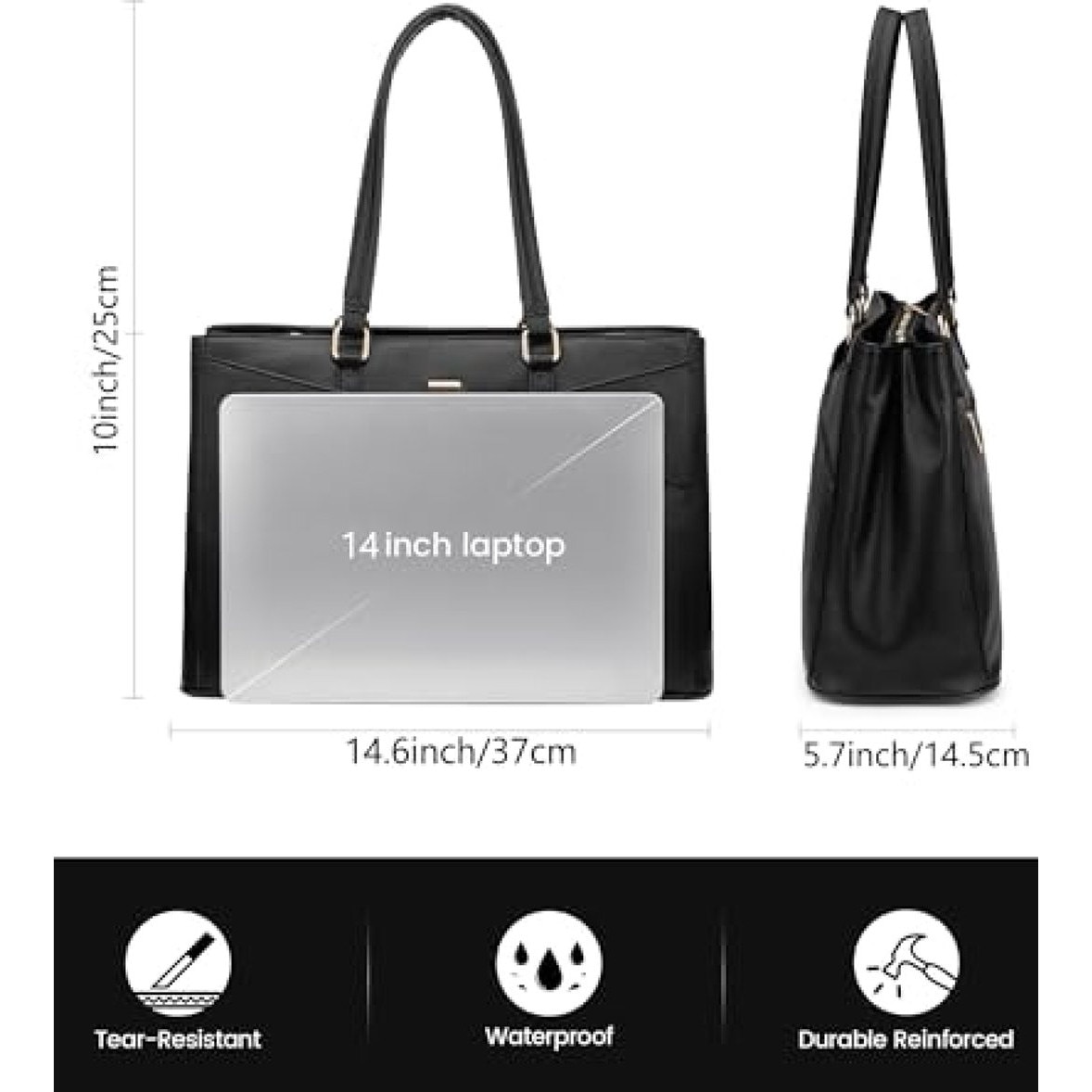 Geanta laptop 15.6 inch, negru, rezistenta la apa, curea reglabila