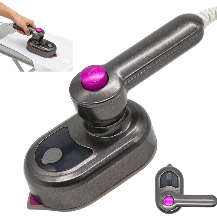 Fier de calcat portabil mini, 2 in 1, abur si uscat, gri, 50ml, compact