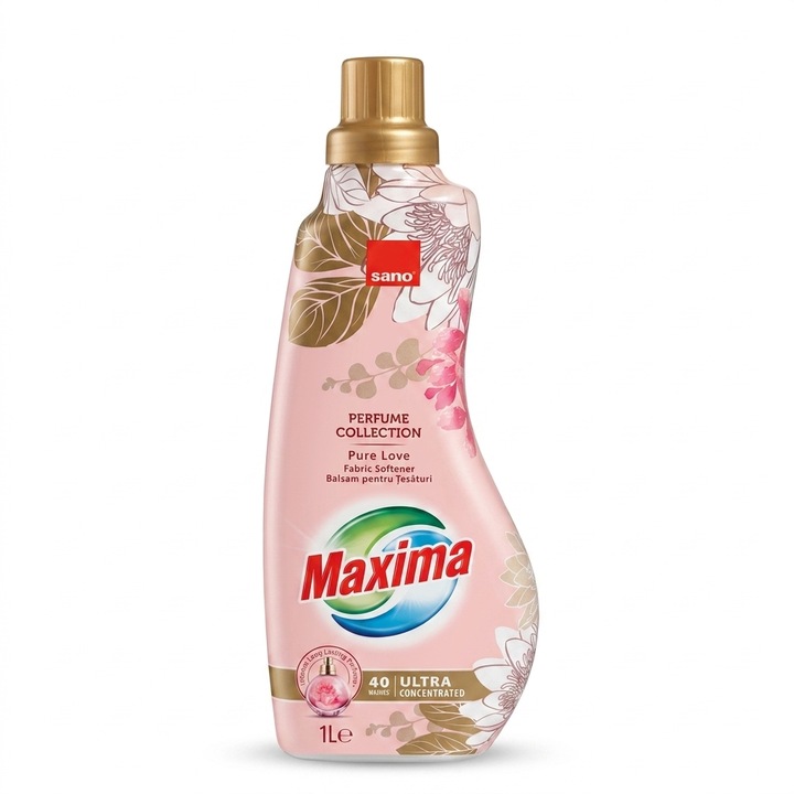 Balsam de rufe concentrat Sano Maxima Pure Love, 40 spalari, parfum de lunga durata, 1 L