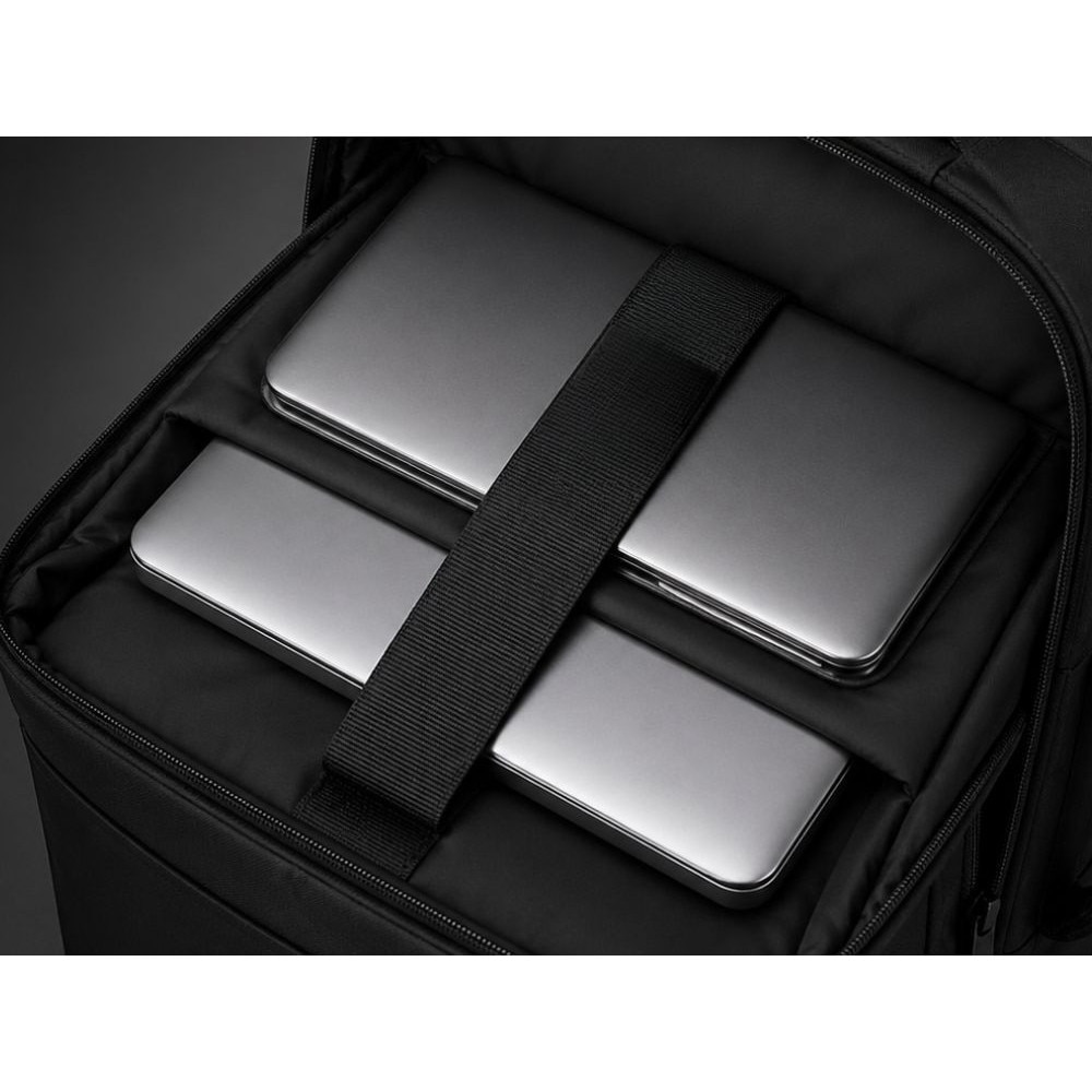 Rucsac laptop Cracos®, 47x33x13 cm cu Port USB, Multiple Compartimente, Compartiment Laptop, Business & Travel, Rezistent la Apa, Maner Lateral, Negru