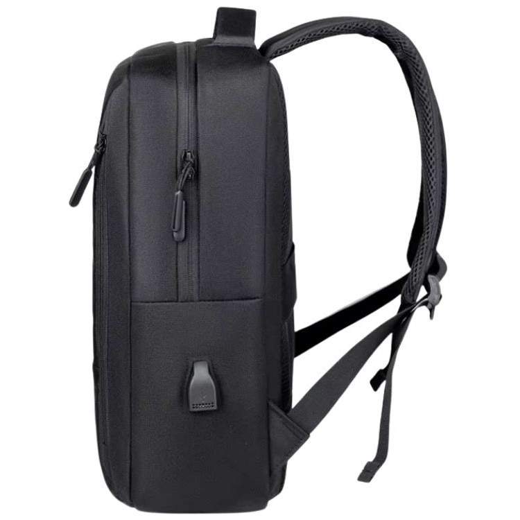 Rucsac laptop Cracos®, 47x33x13 cm cu Port USB, Multiple Compartimente, Compartiment Laptop, Business & Travel, Rezistent la Apa, Maner Lateral, Negru
