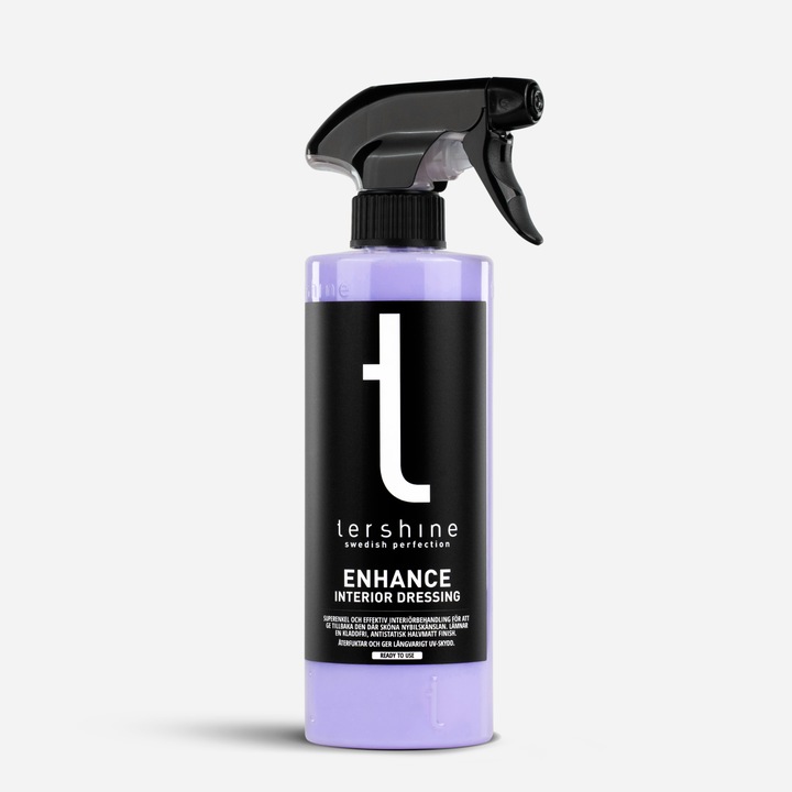 Tershine Enhance belső tér kezelés műanyaghoz, gumihoz és bőrhöz - antisztatikus félmatt felület, 500 ml, Svédország
