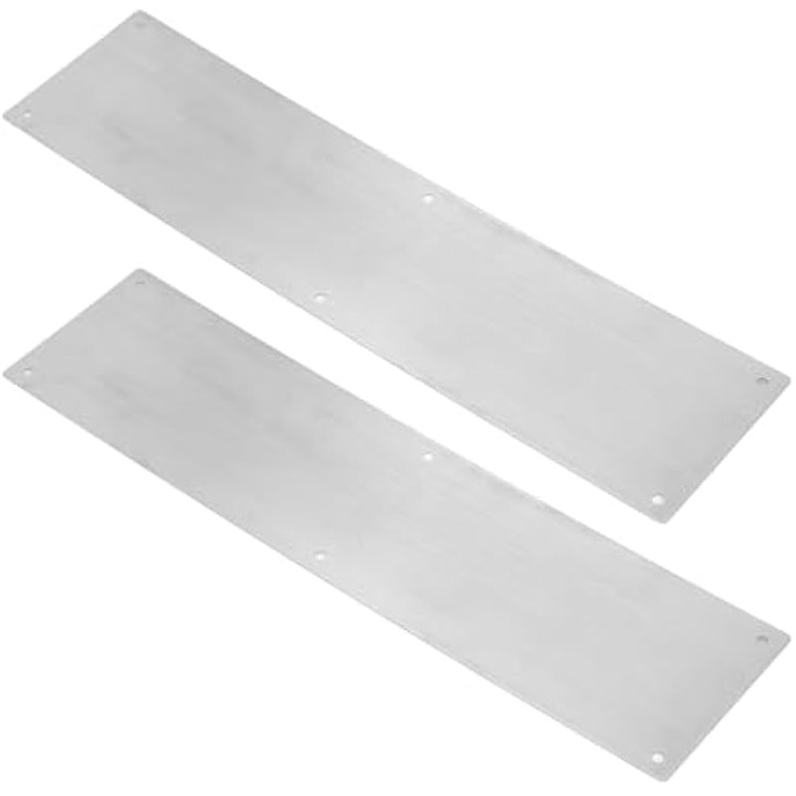 Placi protectie usa, 2 buc, otel inoxidabil, 16x4 inch, argintiu